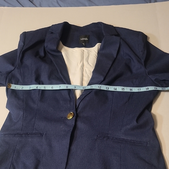 XOXO Juniors Classic Stylish Women's Navy Blazer NWT Padded Shoulders XL Lined - Picture 7 of 12